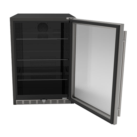 24" Outdoor Rated Refrigerator with Glass Door and Glass Shelves