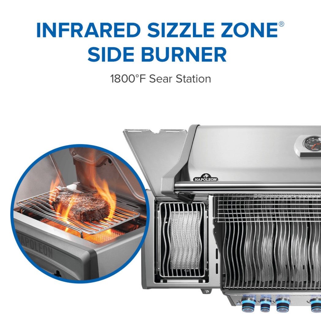 Napoleon Rogue PRO-S 625 Liquid Propane Grill with Infrared Side and Rear Burners - Stainless Steel
