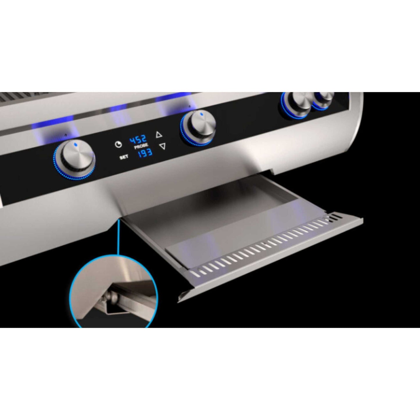 Fire Magic 30" built-in electric grill with dual control and stainless steel finish in outdoor kitchen setup