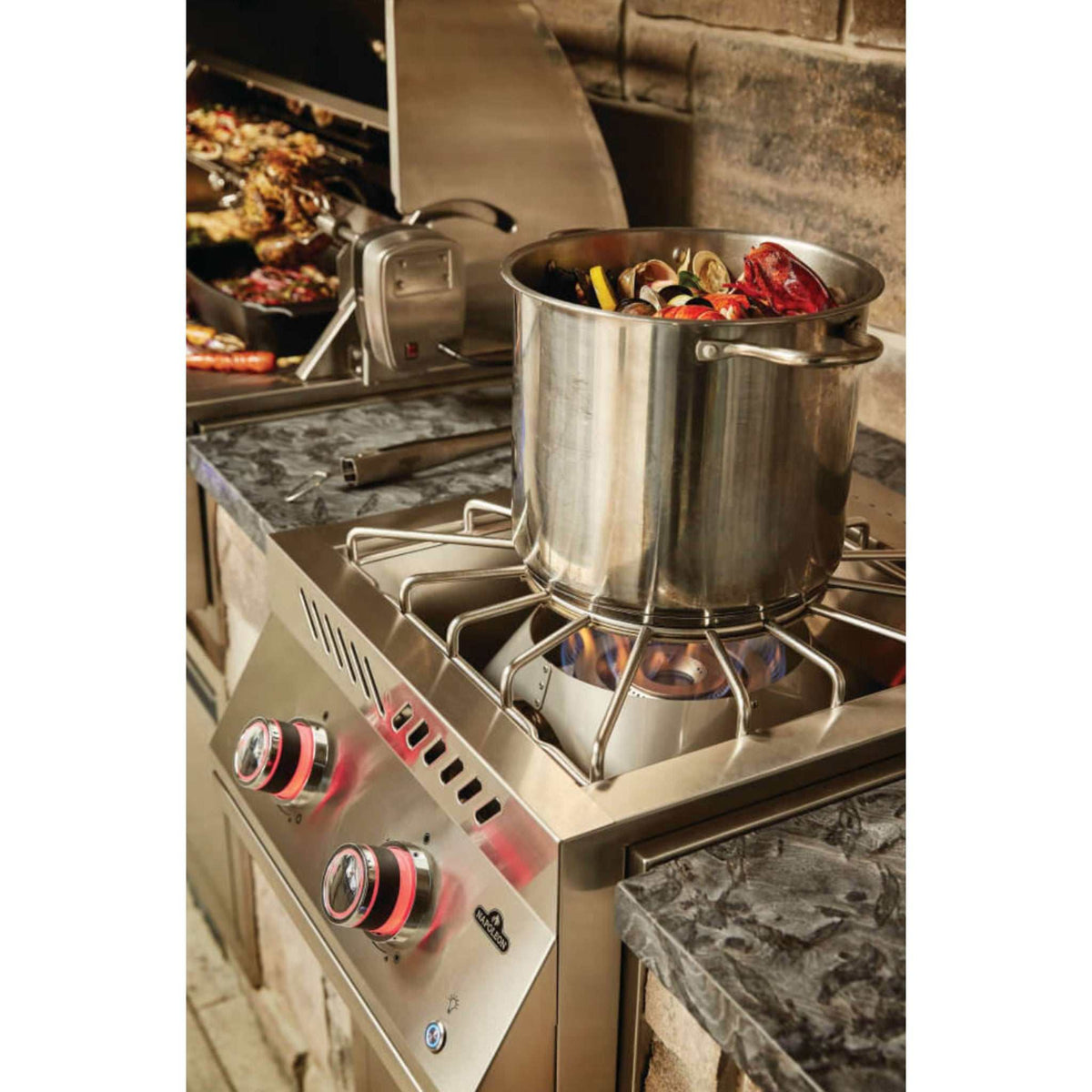 Napoleon Grill Built-In 700 Series 18 inch propane power burner with stainless steel construction and backlit control knobs