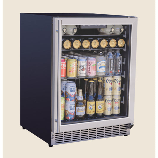 24" Outdoor Rated Refrigerator with Glass Door and Glass Shelves