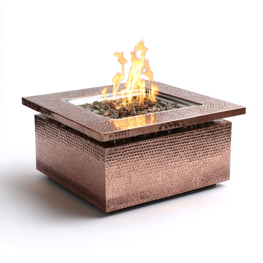 Arvada Hammered Copper Natural Gas Fire Pit