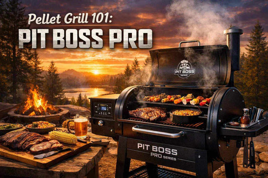 Pellet Grill 101: Pit Boss Pro featuring a black Pit Boss Pro Series pellet grill with smoking food