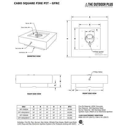 The Outdoor Plus TOP Fires Cabo Square Concrete Gas Fire Pit