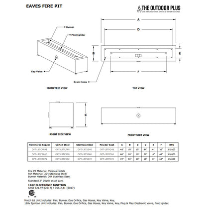 The Outdoor Plus TOP Fires Eaves 48x10 Linear Copper Gas Fire Pit
