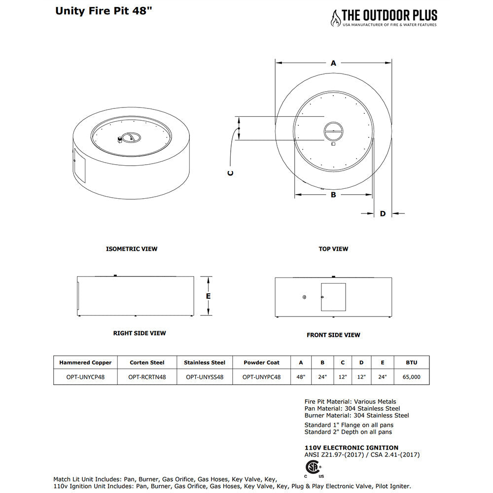 The Outdoor Plus TOP Fires 48x24 Round Steel Gas Fire Pit