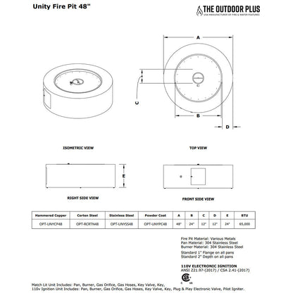 The Outdoor Plus TOP Fires 48x24 Round Steel Gas Fire Pit