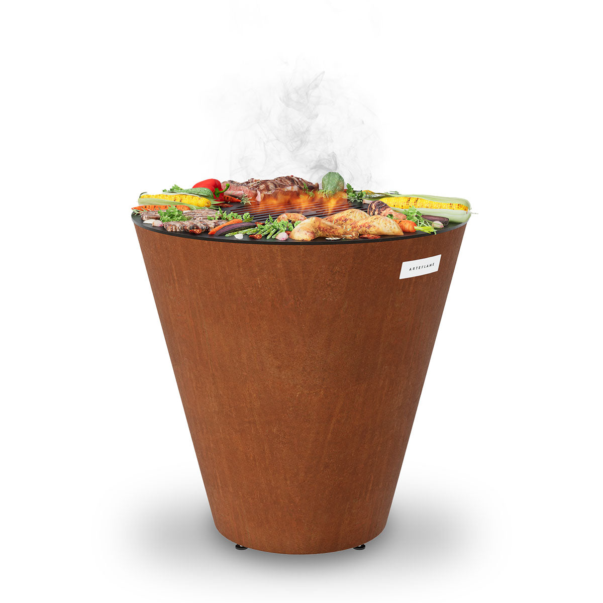 Arteflame Classic 40″ — Storage Base Flat-Top Grill & Fire Bowl (CORTEN Steel)