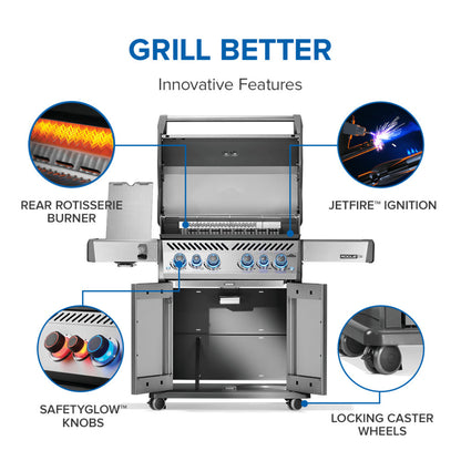 Napoleon Rogue PRO-S 525 Liquid Propane Grill with Infrared Side and Rear Burners - Stainless Steel