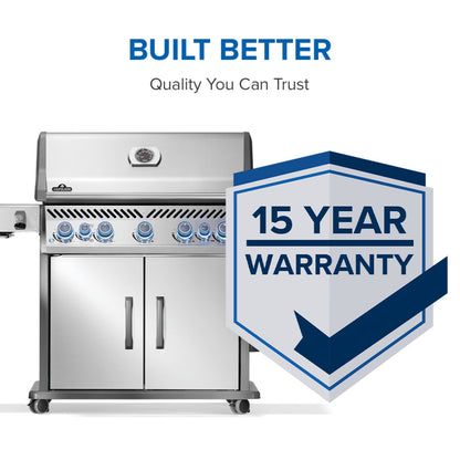 Napoleon Rogue PRO-S 625 Liquid Propane Grill with Infrared Side and Rear Burners - Stainless Steel