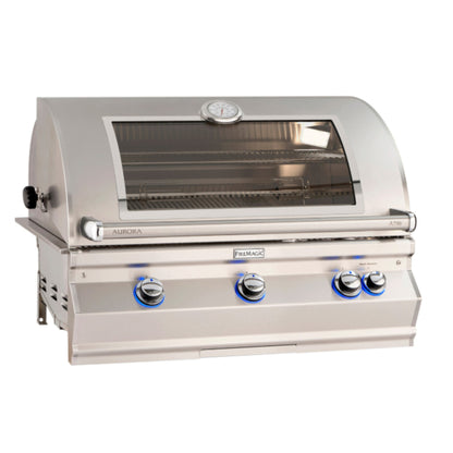 Aurora A790i 40 " Built-In Grill with Analog Thermometer: Magic View Window and Backburner & Rotisserie Kit