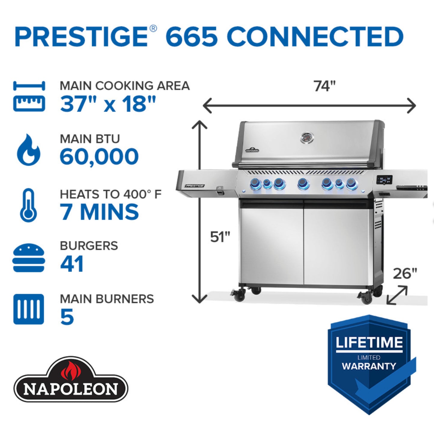 Napoleon Prestige® 665 Connected Gas Grill (Natural Gas)