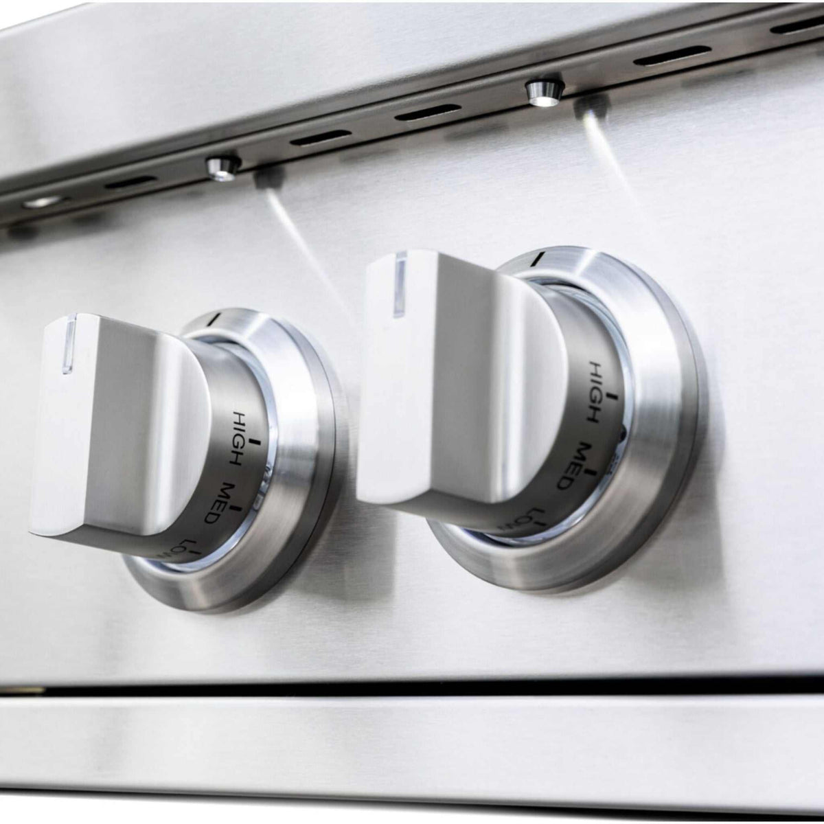 Summerset Pro Power Burner stainless steel dual control knobs with high and medium heat markings