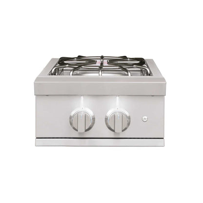 Summerset Pro Power Burner in stainless steel with dual-ring grate, two control knobs, and ignition button