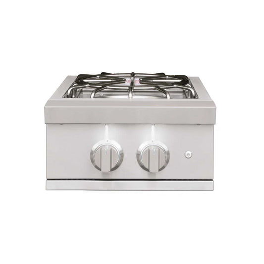 Summerset Pro Power Burner in stainless steel with dual-ring grate, two control knobs, and ignition button