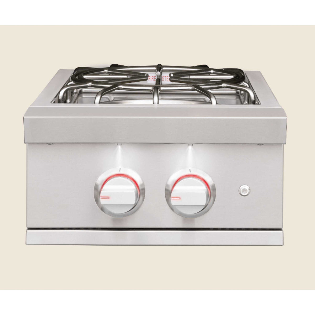 Summerset Pro Power Burner in brushed stainless steel with dual black burner rings and red-accented control knobs