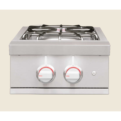 Summerset Pro Power Burner in brushed stainless steel with dual black burner rings and red-accented control knobs