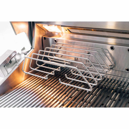 Summerset Quest 30" Grill stainless steel interior with warming rack, cooking grates, and built-in halogen lights